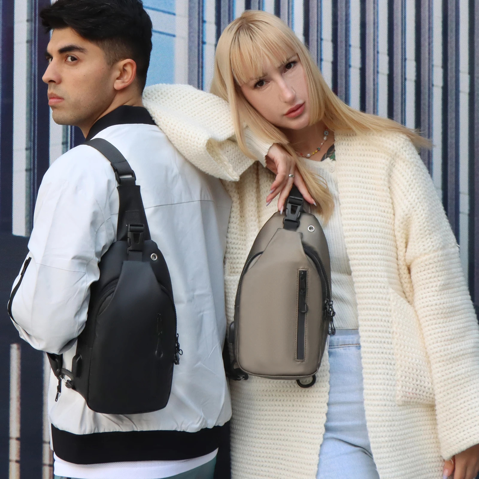 Polarshe Mens Chest Bag Usb Charging Multifunctional Waist Bags Large Capacity Waterproof Lightweight Shoulder Outdoor Pack 241223