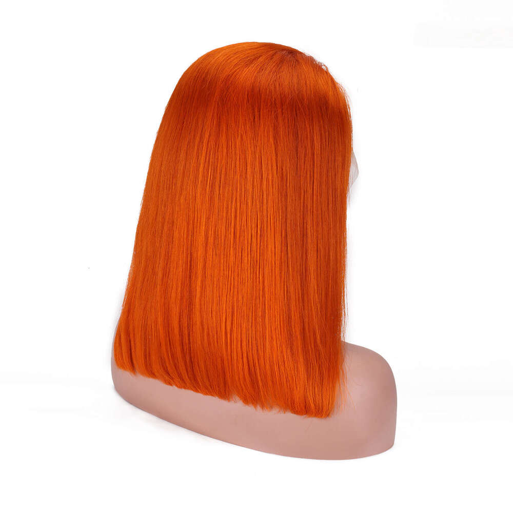 13X4 Front Bob Wigs Real Hair Wig Orange 350 # Lace Headband Kq1 Kq1