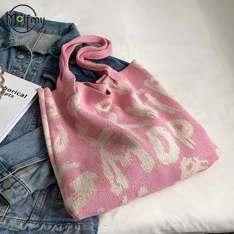 Knitting Handbags for Women Letter Handbag Handheld Bags Large Capacity Underarms Bags For Women bolsas para mujeres 241227