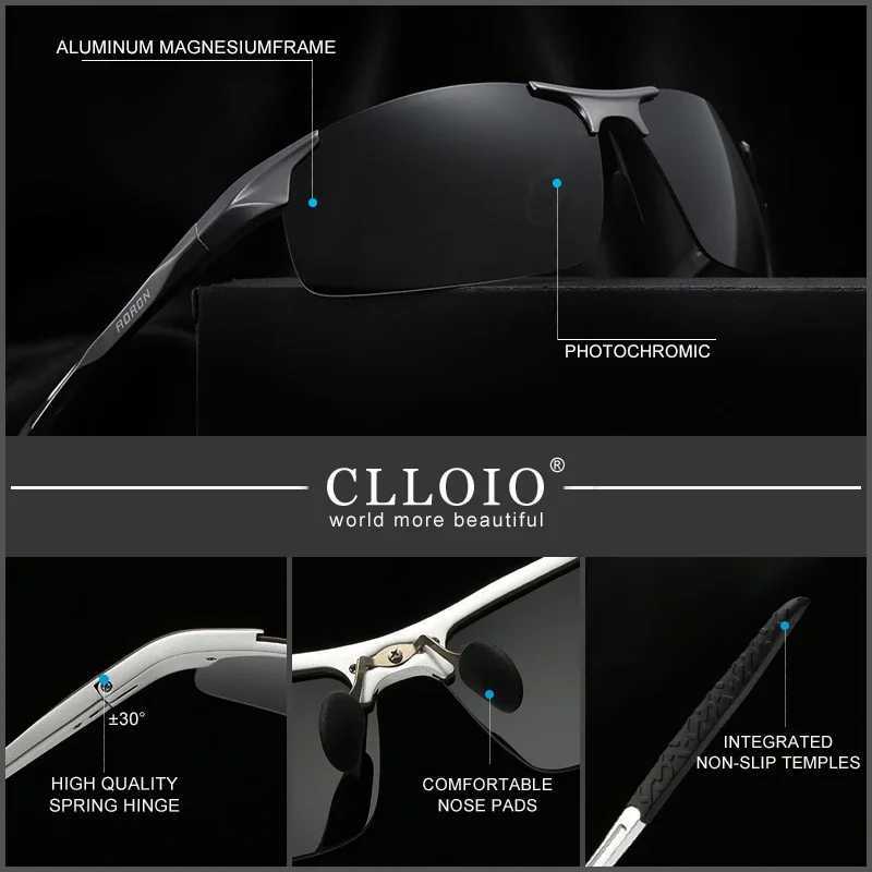CLLOIO brand mens polarized sunglasses aluminum frame UV400 anti glare sunglasses mens driving glasses Riml Oculos De Sol W241228