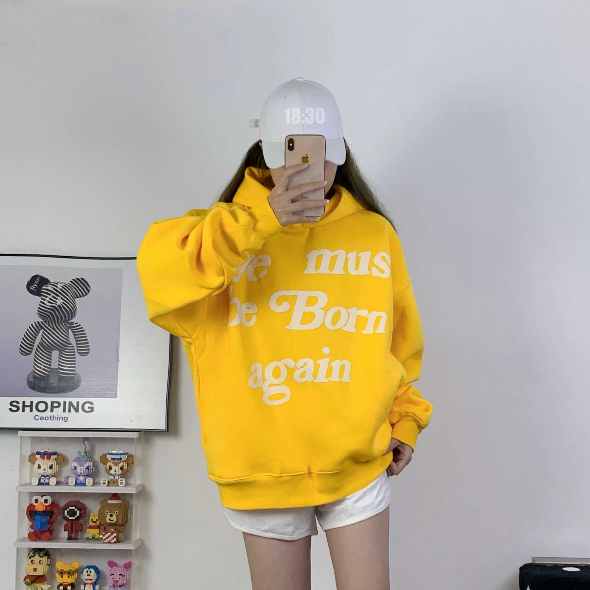 2023fw Yellow Hoodie Men Women 1 1 Puff Print Must Be Born Again Hoody Hip Hop Pullovers CPFM Sweatshirts X241228