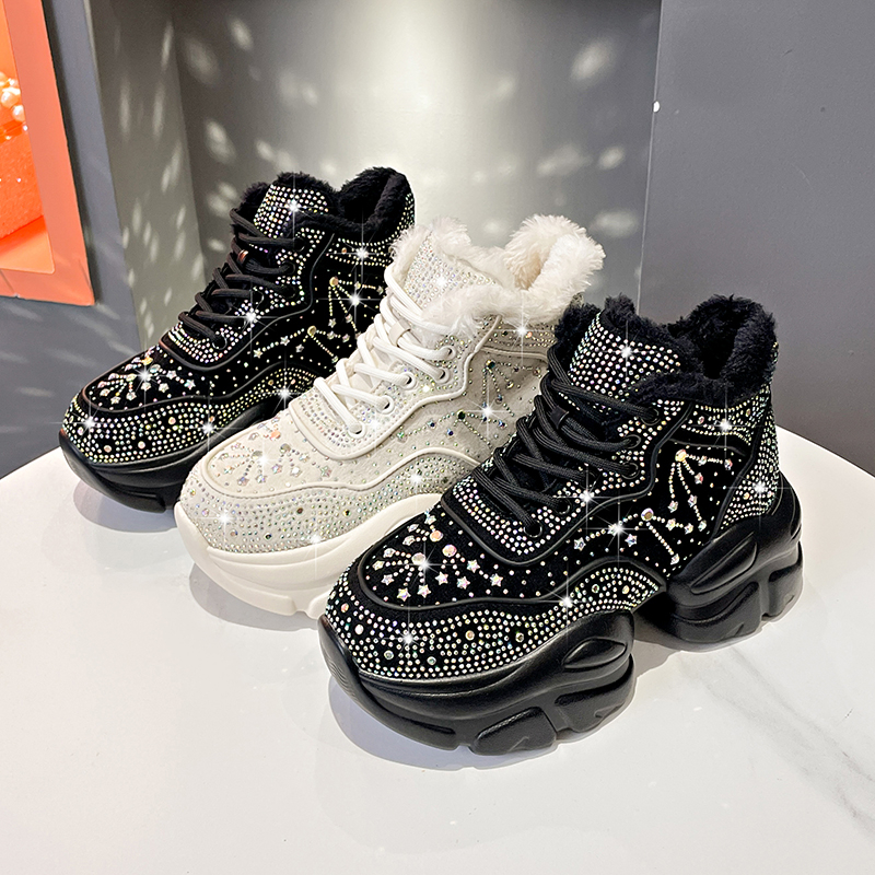 Fashion Luxury Women's Shoes New Winter Warm Women's Sneakers Diamond Designer Casual Ankle Boots Platform Shoes High quality warm snow boot