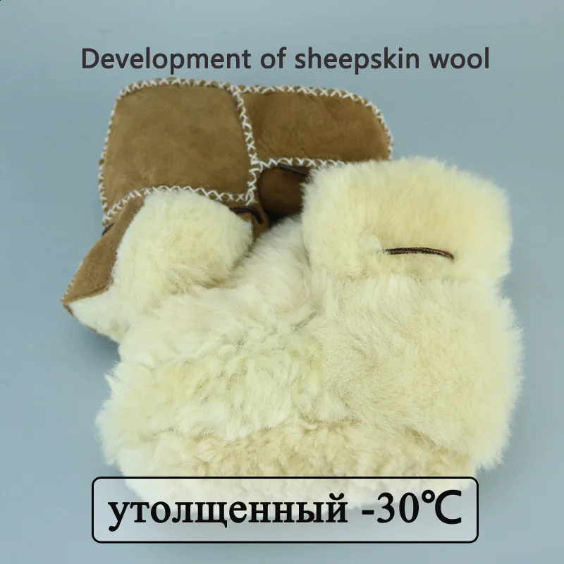 MPPM First Walker Shoes Winter Baby Boots Genuine Leather Natural Sheepskin Fur Toddler Girls Soft Baby Boy Booties 241228