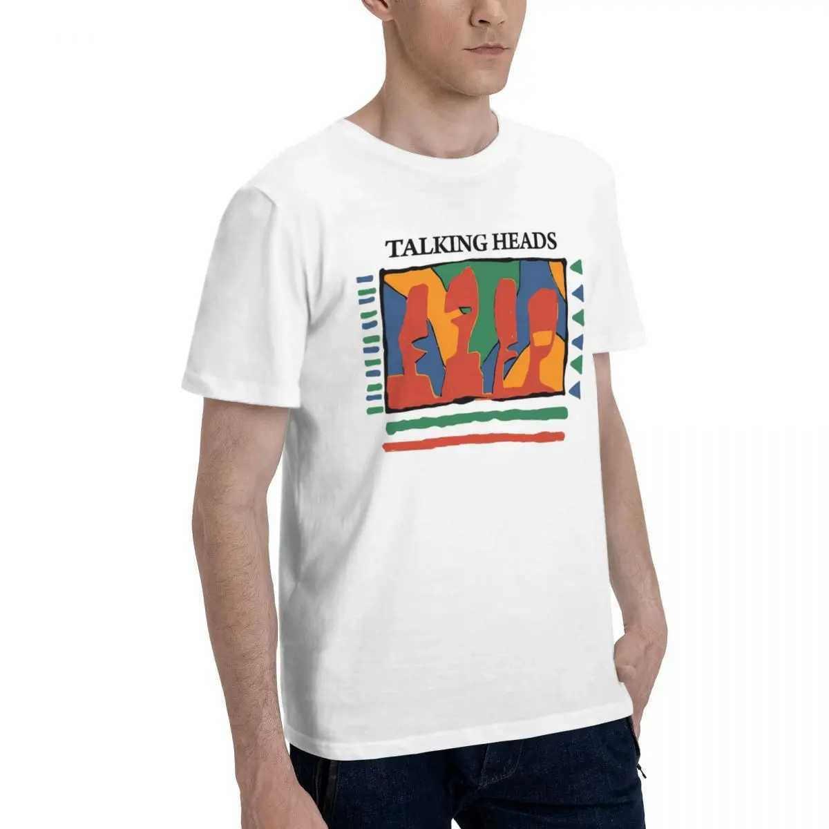 Interesting Talking Head Band Mens T-shirt Round Neck Cotton T-shirt Back Punk Short Sleeve Sleve T-shirt Clothing X241228