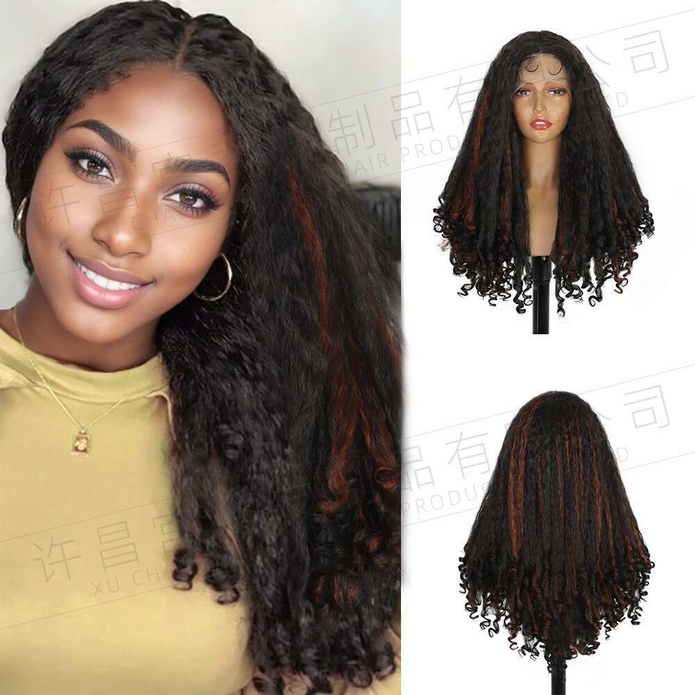 Women's Front Lace Yaki Wig Medium Split Straight Hair 13 4 * 1 Synthetic Headset T Part Lace Kq1 Kq1