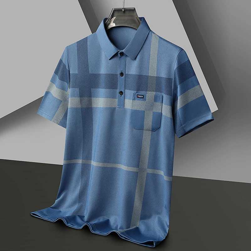 Summer high-end pocket fashion design mens short sleeved high-quality lapel shirt shirt business casual striped Korean style X241228