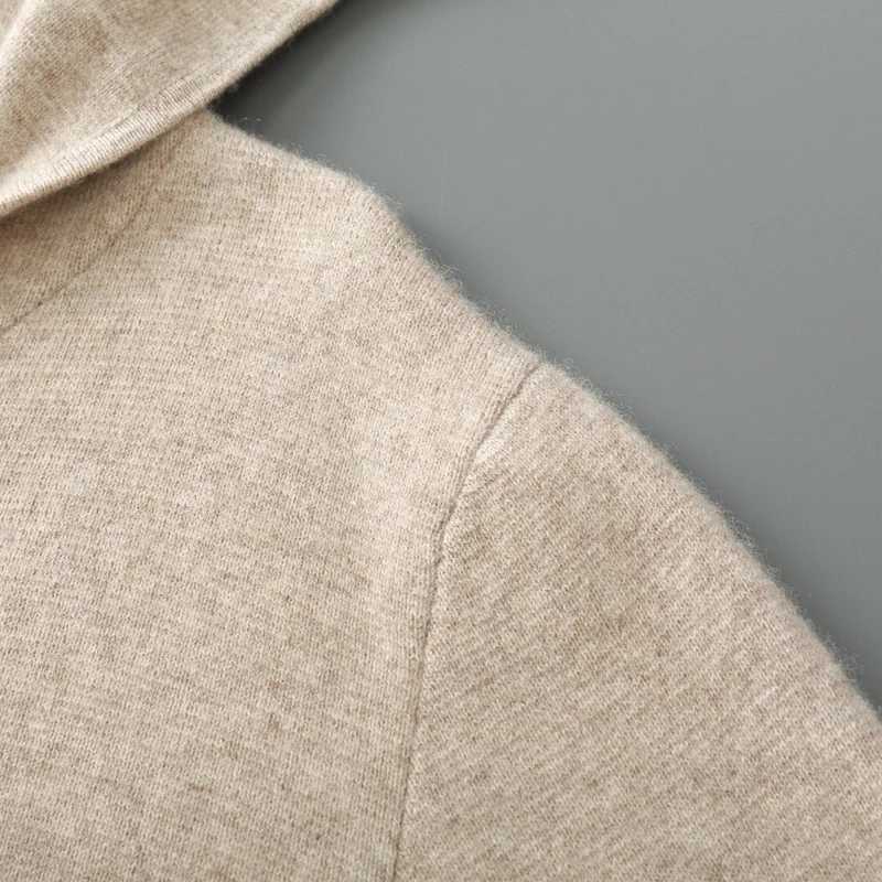 DjzDsm Mens Hooded Top With Zipper And Pocket Comfortable Knit Sweater 100% Merino Wool Sweater Wool Sweater Autumn and Winter X241228