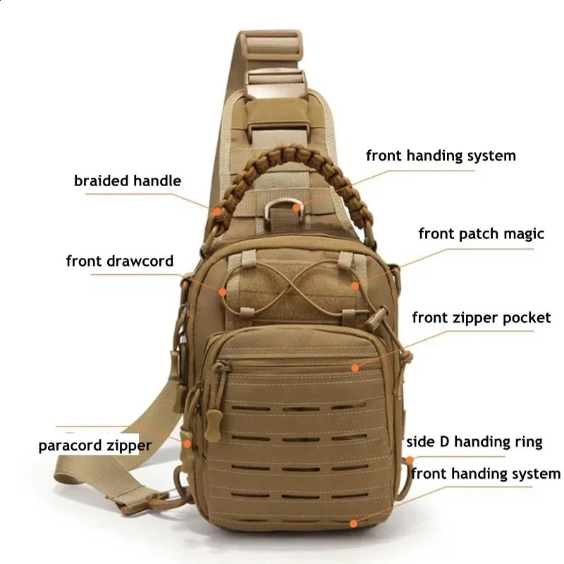 Mens Outdoor Chest bag Camo Shoulder Bag Sling Backpack 900D Oxford Mountain Camping Fishing Trekking Molle Mi 241228
