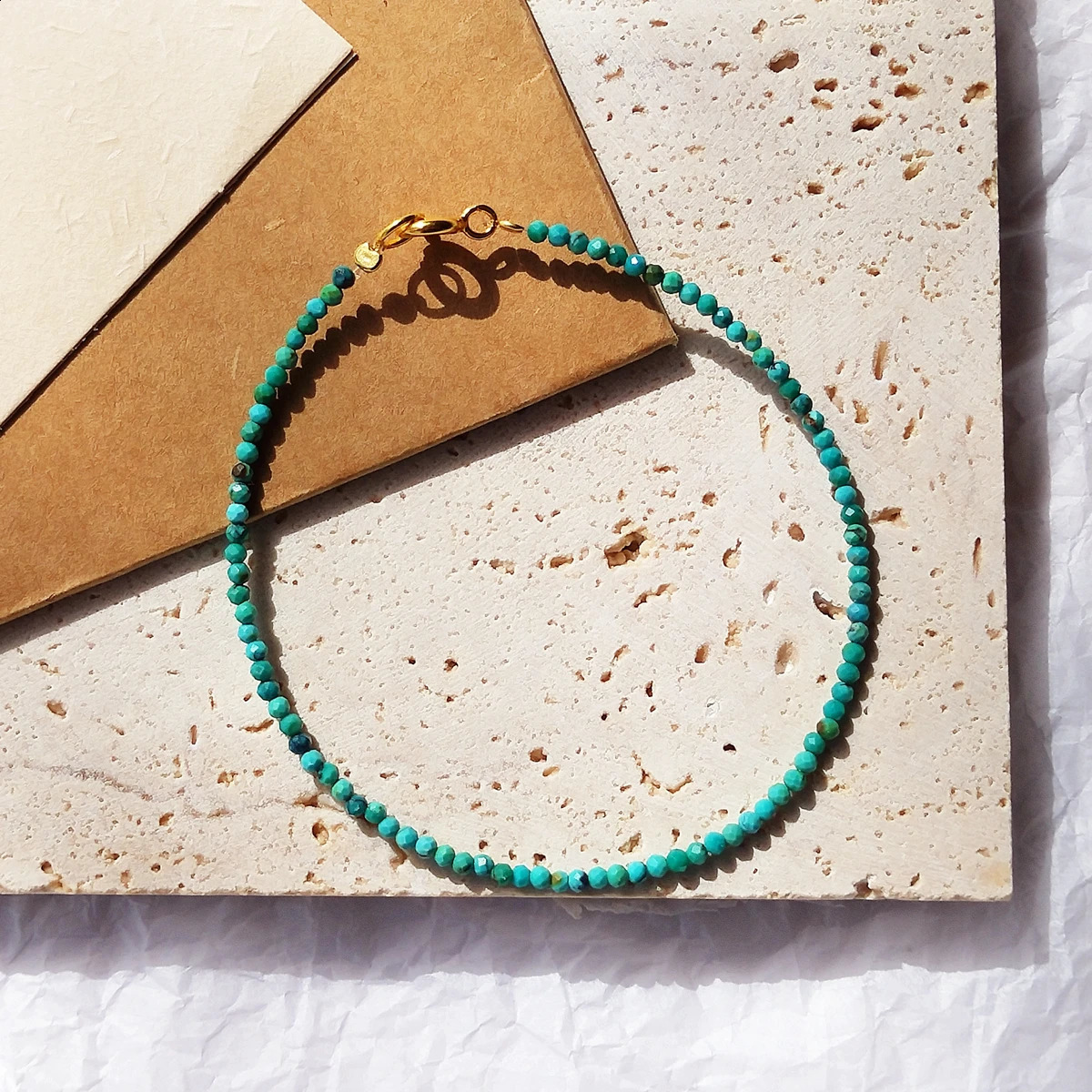 925 Sterling Silver Faceted Turquoise Bracelet Dainty Natural Stones Unique Womens Bohemian Bracelet 241227