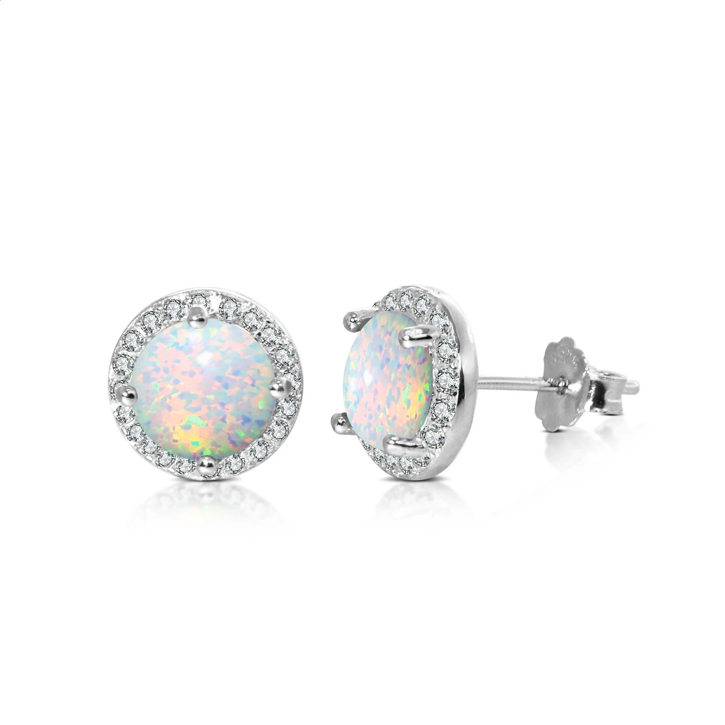Europe and America selling 100% 925 sterling silver inlaid circular White Opal earrings fashion high-quality earrings 241226