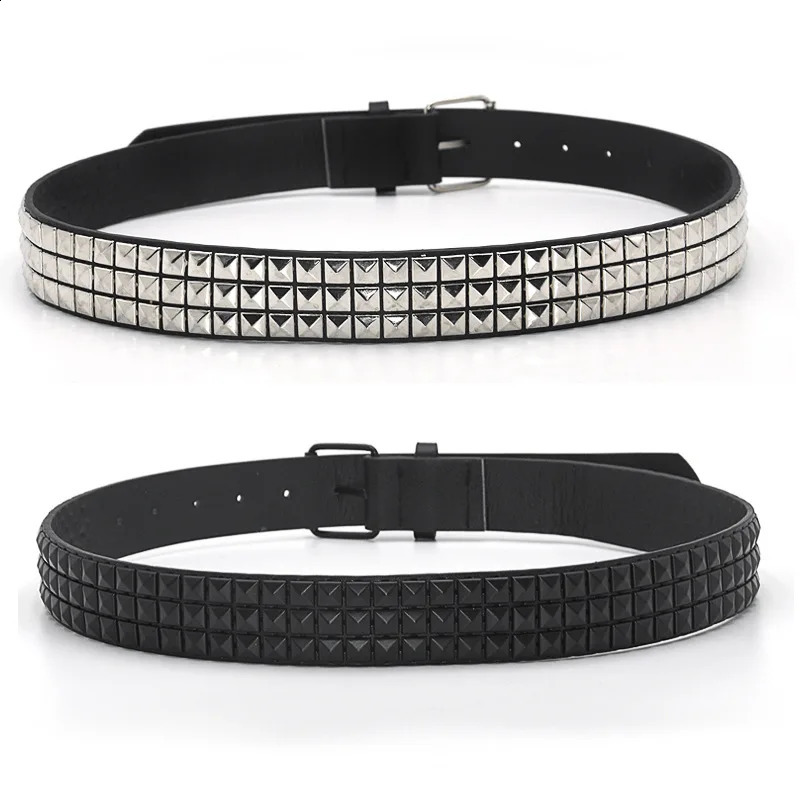 Pyramid Fashion Rivet Belt Men Womens Studded Punk Rock With Pin Buckle Drop Black 241225