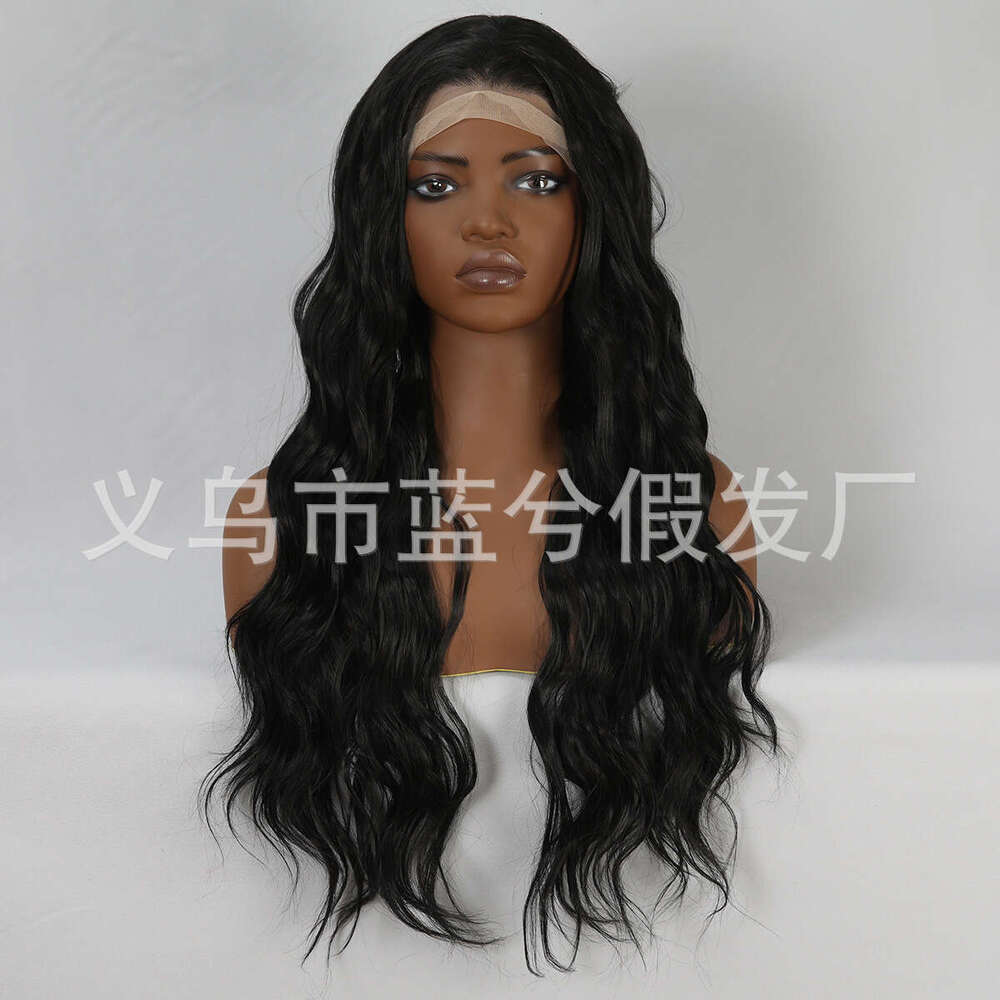 New Black 13 * 4 Front Lace Wave Curg Half Hand Hook Head Set With Silk Material Wig Kq2 Kq2