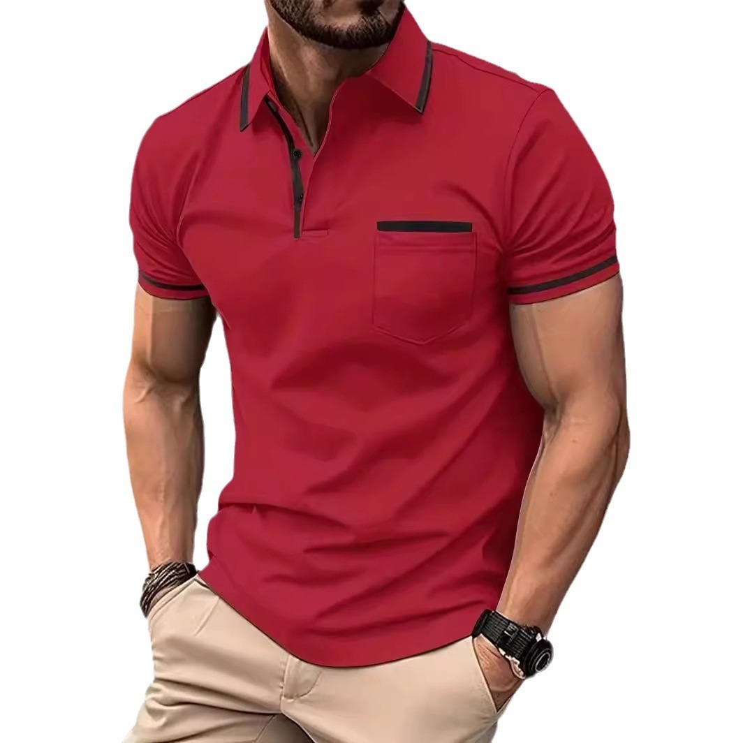 Summer designer mens Polo Shirt Fashionable Classic Black Red White Green Khaki Button Pocket Men Sports Polo Shirt