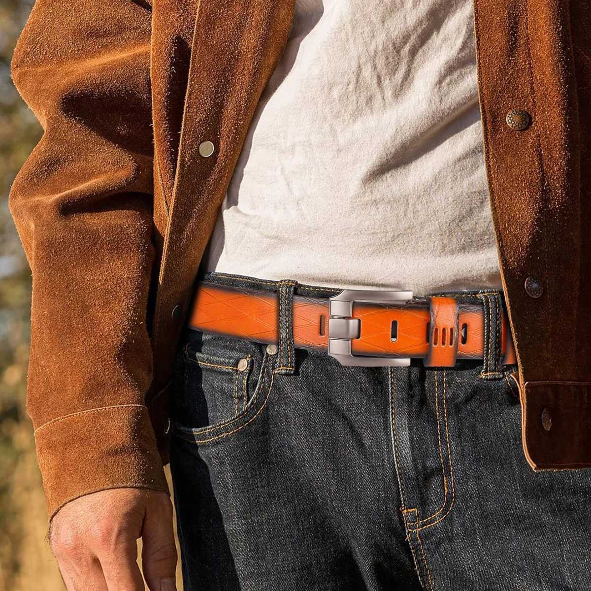 Belt mens buckle belt genuine leather pure cotton simple young casual jeans mens pants belt trendy for young people W241228