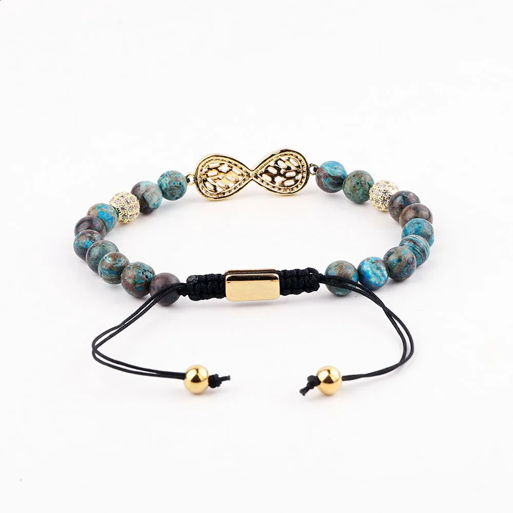 JARAVVI High Quality CZ Pave Infinity Charm Natural Stone Beads Macrame Friendship Bracelet Women Men Jewelry Gift 241227