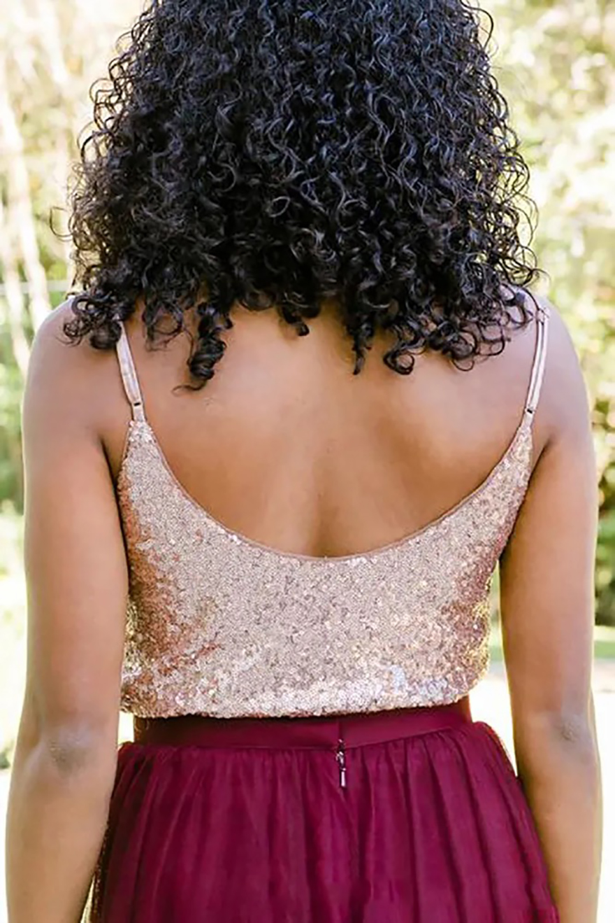 2024 Two Tone Rose Gold Burgundy Country Bridesmaid Dresses Custom Make Long Junior Maid of Honor Wedding Party Guest Dress Cheap Plus size