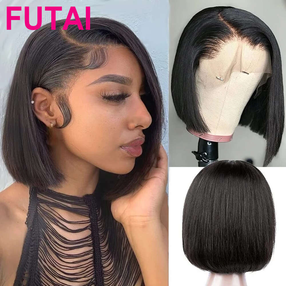 Bone Straight Real Hair Double Drawn BOB Front Lace Headset Wig Kq2 Kq2