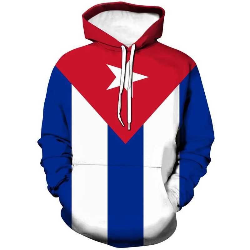 3D Printed Cuba Flag Hoodie For Men New In Long Sleeves Sweatshirts Pullover Tops Fashion Sports Running Oversized Hoodies X241228