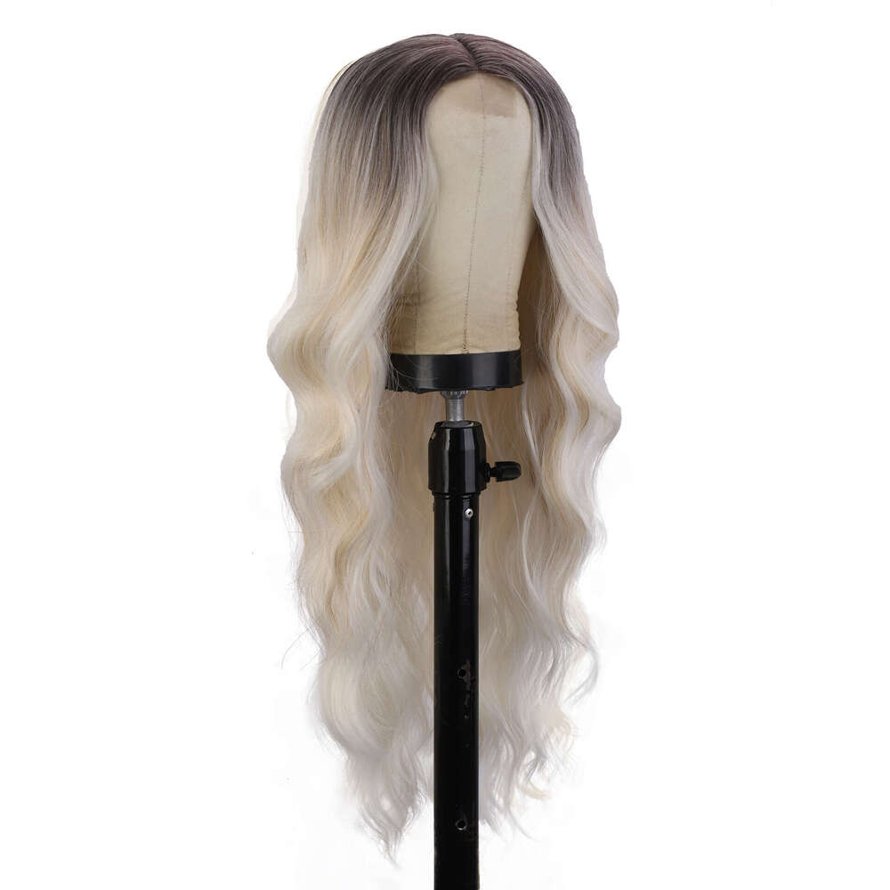 Chemical Fiber Women's Long Curly Hair With Gradually Changing Color In The Middle, Lace Wig Headband Wigs Kq1 Kq1