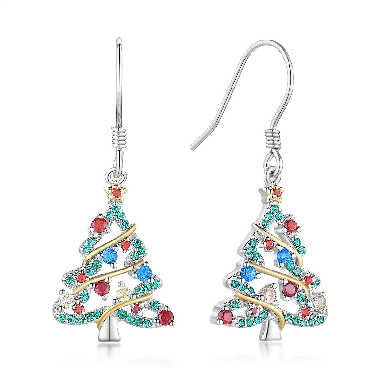 Christmas Earrings 925 Sterling Silver Christmas Tree Dangle Earrings Christmas Gifts Jewelry for Women 241226