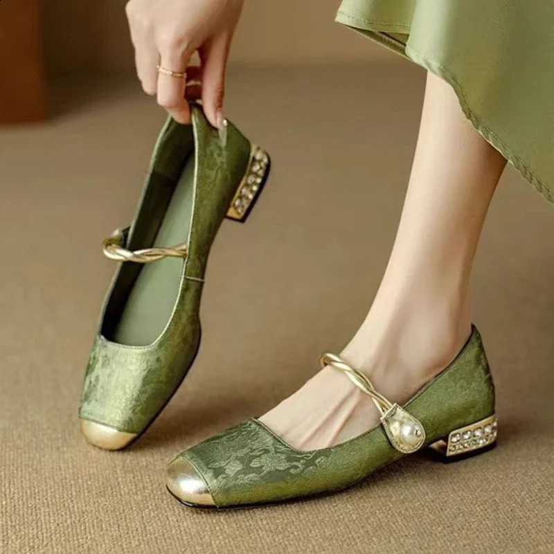 Shoes Female 2024 Fashion Square Toe Womens Pumps Autumn Shallow Mixed Colors Outdoor Casual Chunky Heels Office Ladies Shoes 241227