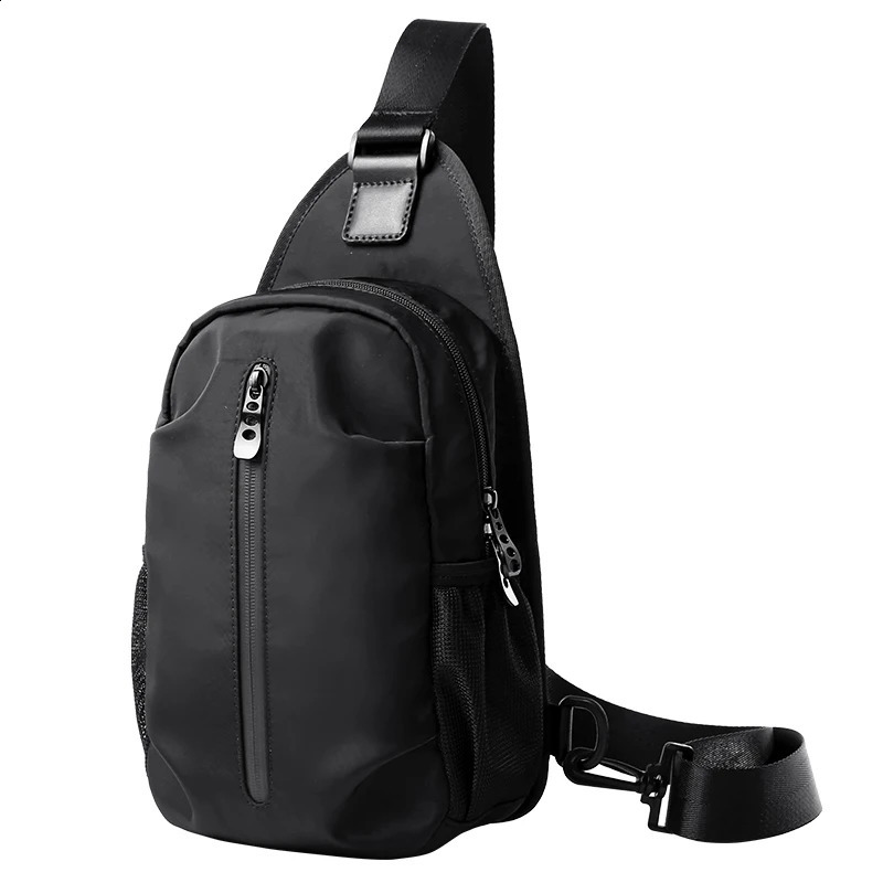 Waterproof Chest Bag Pouch for Man Nylon Casual Commute Simple 9.7 iPad Sling Bag Multi-Functional Zipper Anti Theft Bags 241228