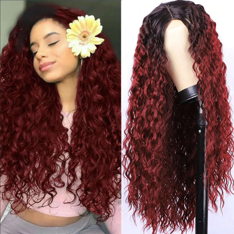 Wig, Ladies' Wig, Lace Front, Lace, Medium Split, Long Hair, Dyed, Small Curly Headband, Wigs Kq2 Kq2