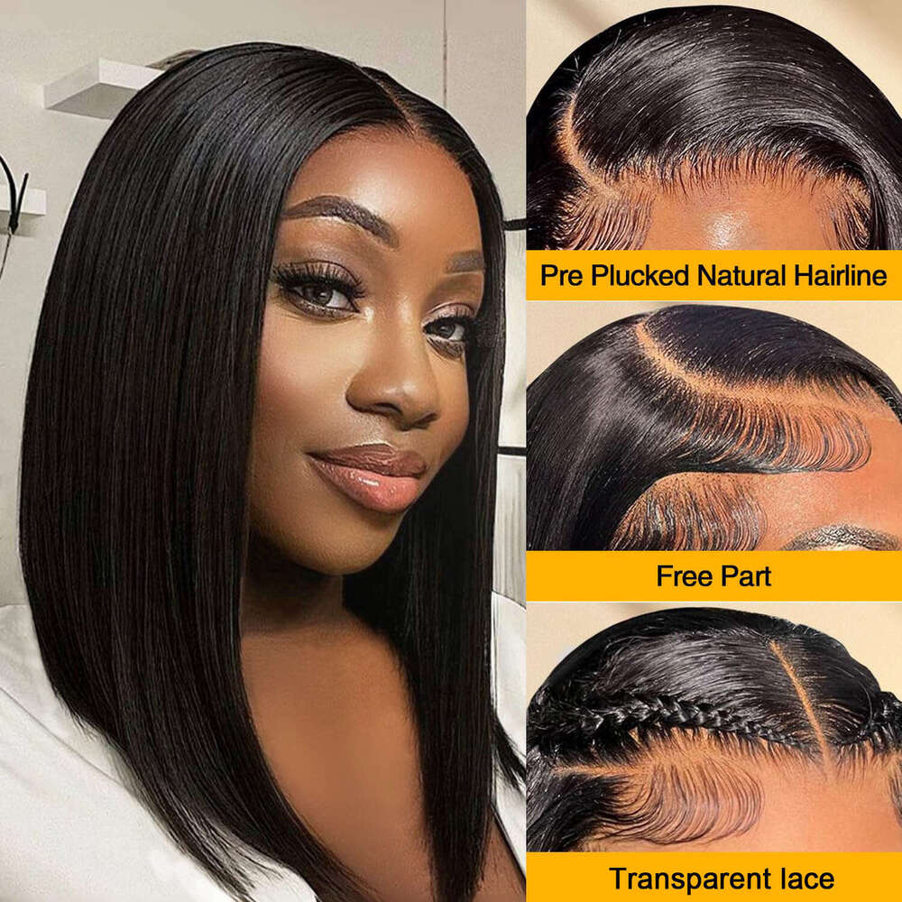 Black Bob Cover 12A Human Hair 13 * 4 Front Lace Wig Kq2 Kq2