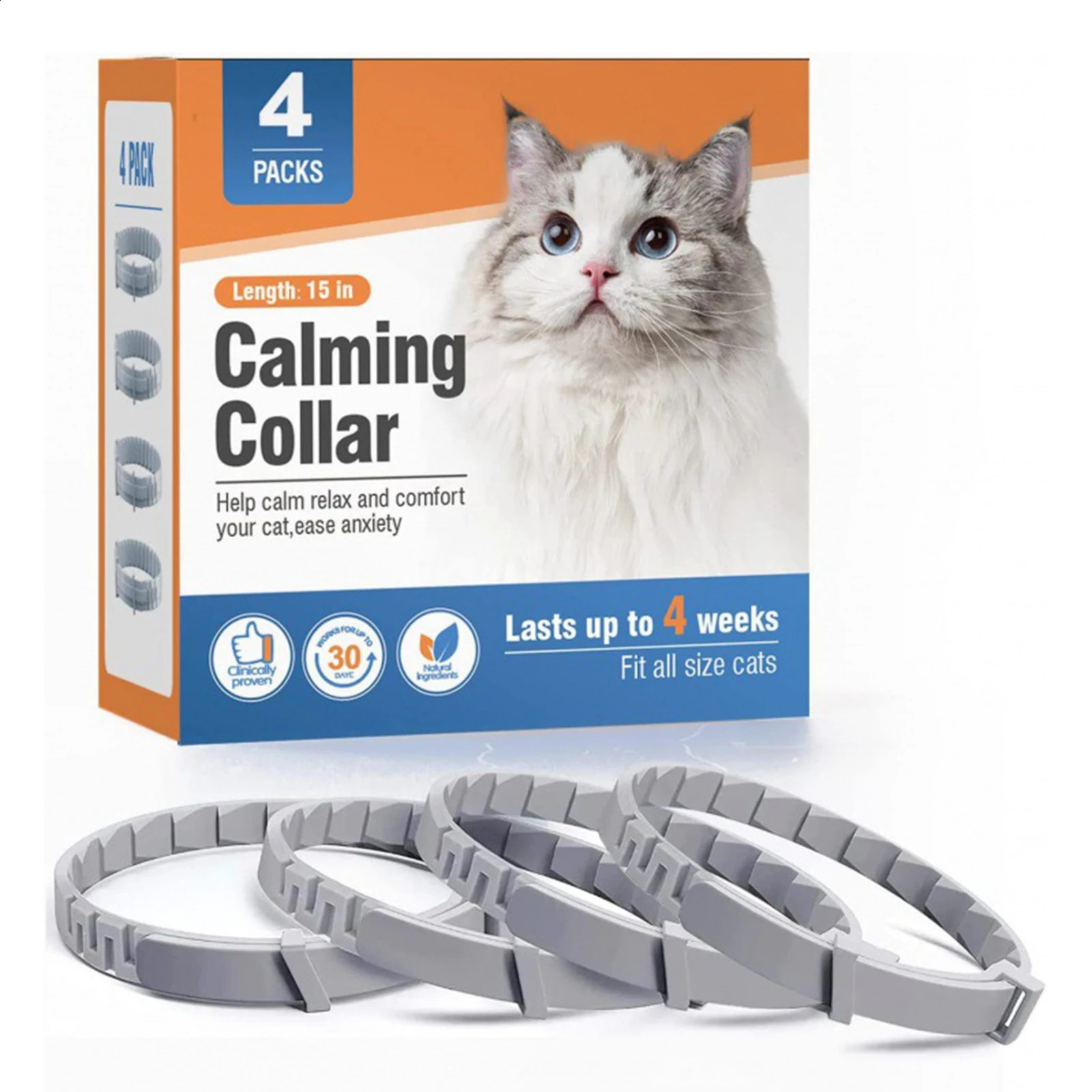 4pcs Calming Collar for Cats Relieve Stress and Anxiety Calming Collar dium Large Small Kitten 241227