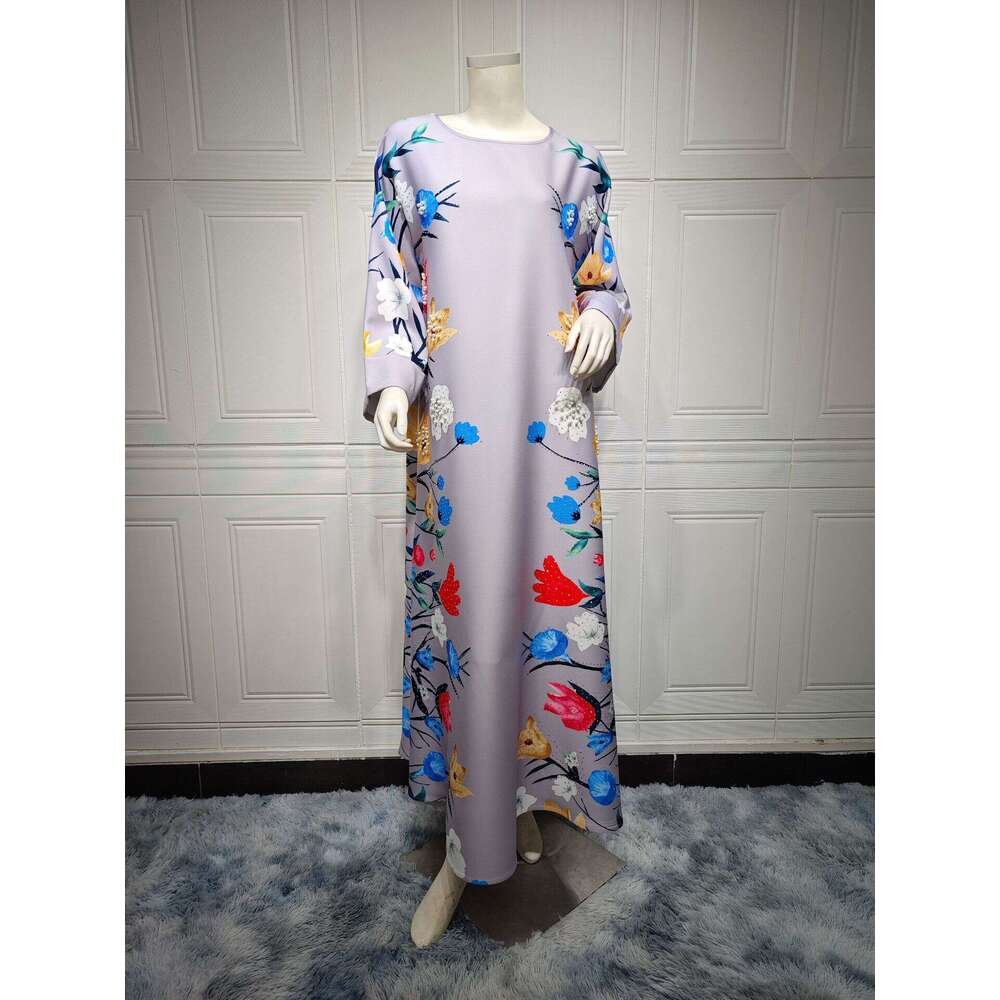 Arab Dubai Fashion Printed Hot Dia Robe Muslim Home Reception Dress