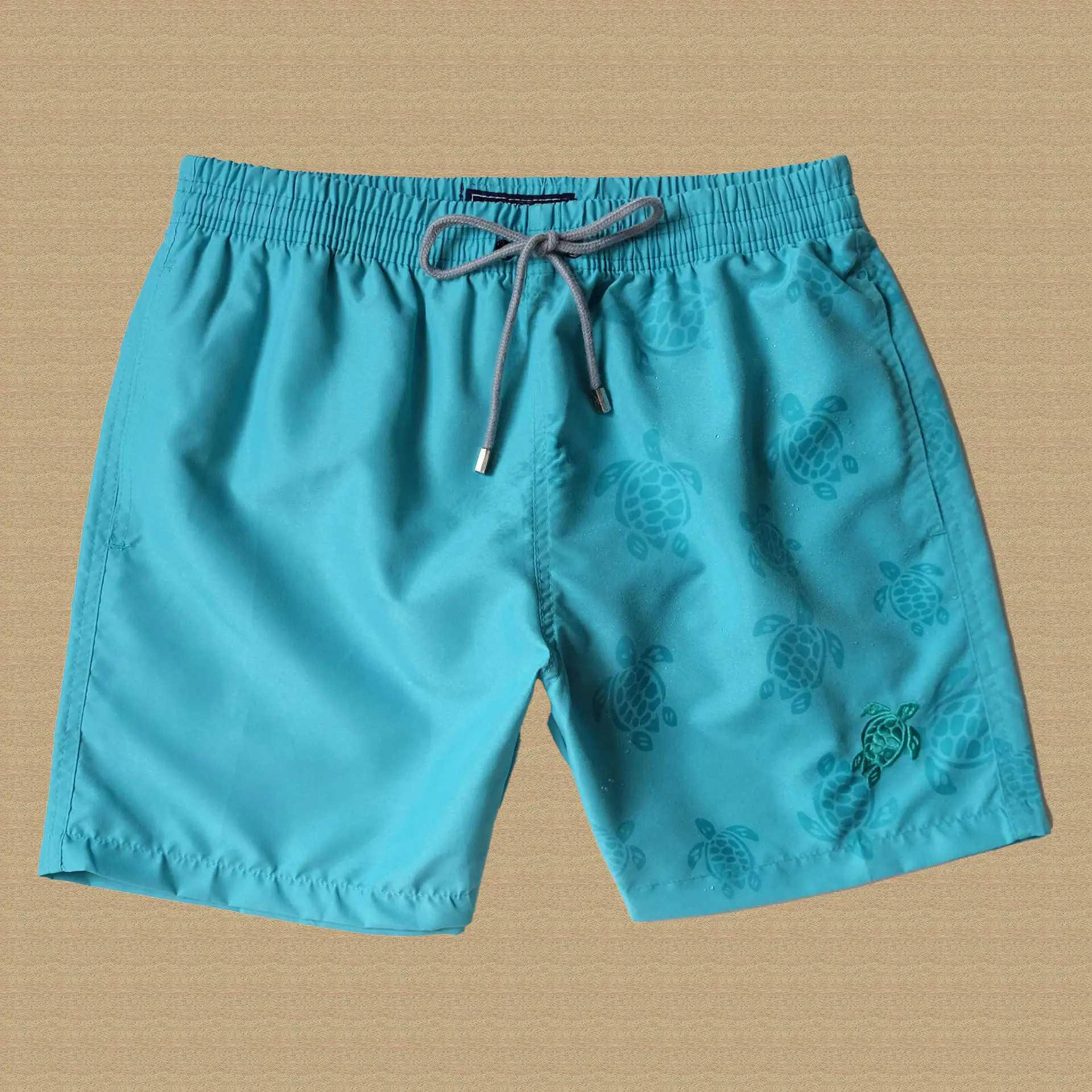 Summer solid color mens swimsuit beach shorts pocket sports casual Bermuda sportswear turtle brand mens shorts W241228