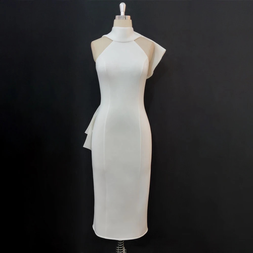 Party White Bodycon Dress Women with Back Big Bow Sexy Sleeveless Club Event Celebrate Fashion Cocktail Wedding Bridesmaid Gown 241223
