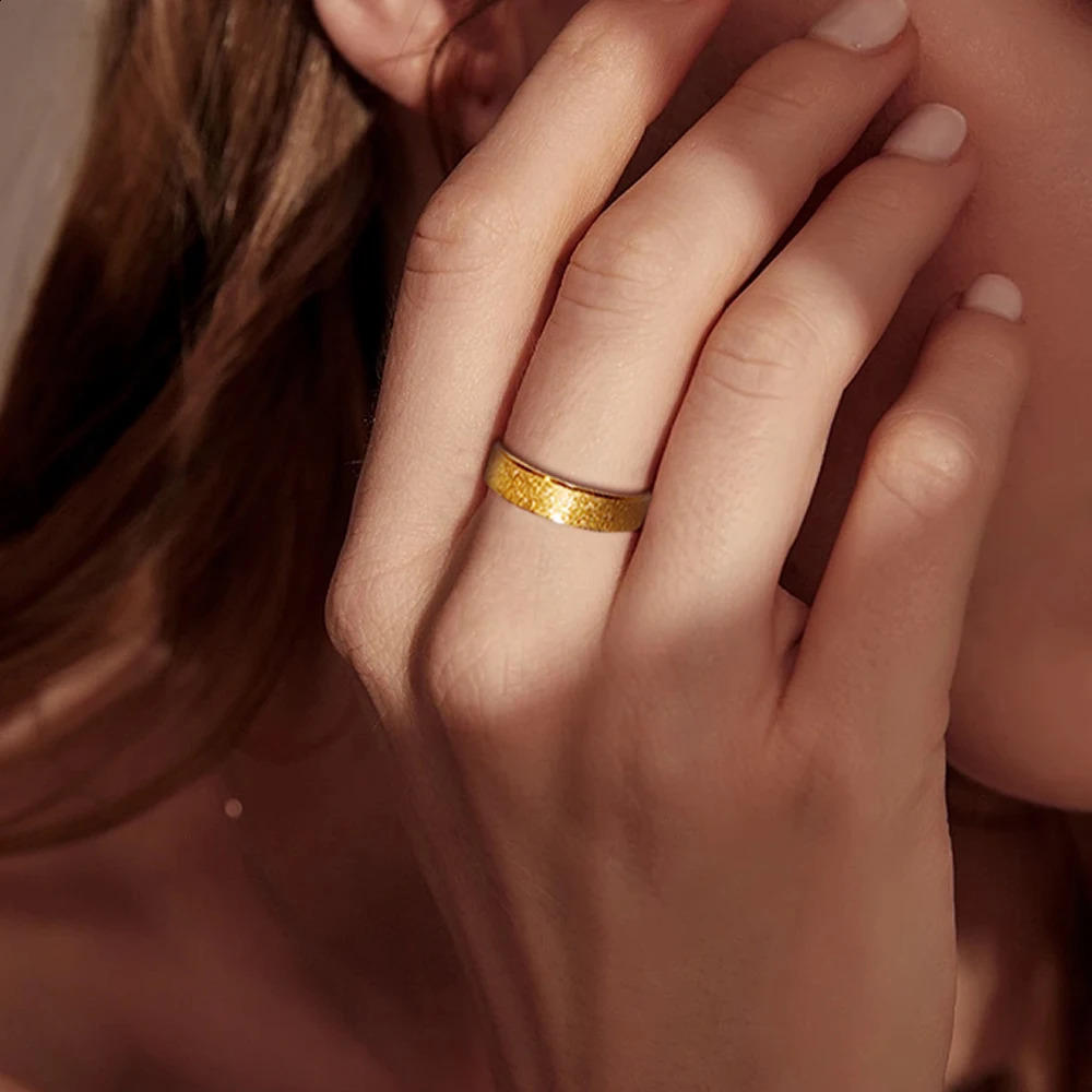 highquality simple frosted stainless steel womens ring 235MM wide gold suitable for girls jewelry 241210