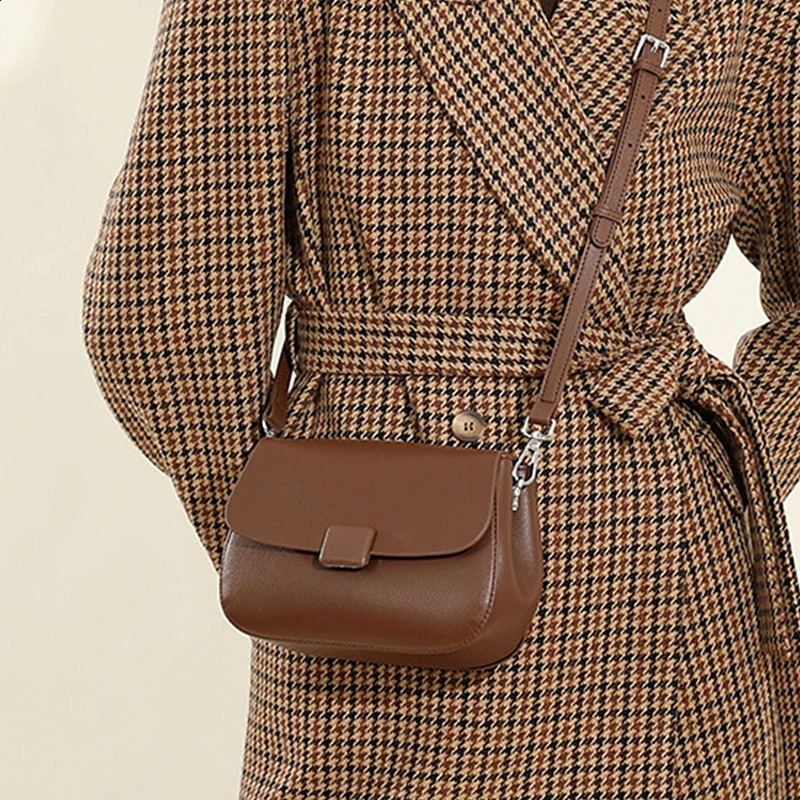 Hifashion Vintage Genuine Leather Underarm Small Shoulder Bags For Women 2025 Trend ner Saddle Crossbody Ladies Handbags 241227