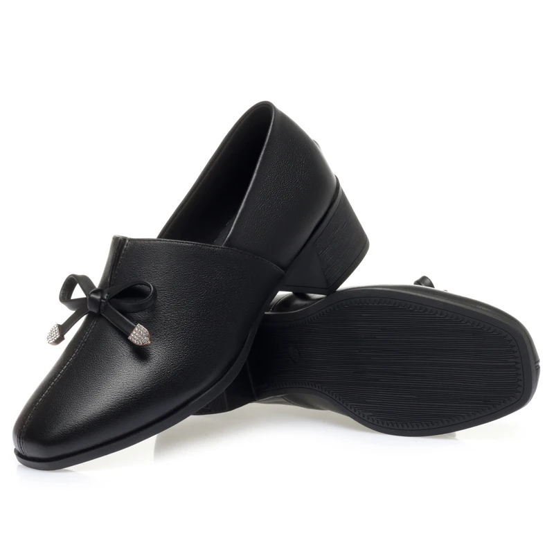 AIYUQI Dress Shoes Women Genuine Leather Fall Thick Heel Large Size Women Casual Shoes Square Head Women Office Shoes