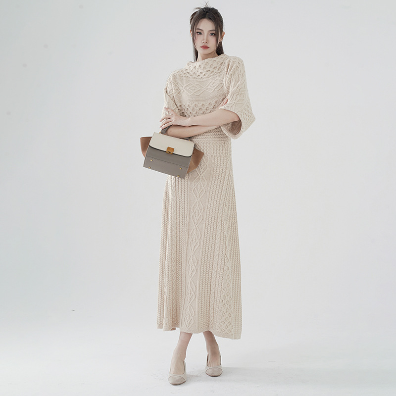 Y190 autumn and winter dress high-end knitted long skirt outer wear design waist hip skirt long skirt