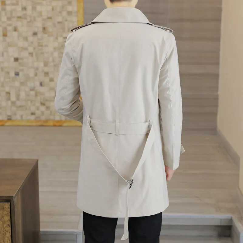 Spring Autumn Trench Coat Male Streetwear Windbreaker Trenchcoat Men Solid Business Casual Loose Long Overcoat W241228