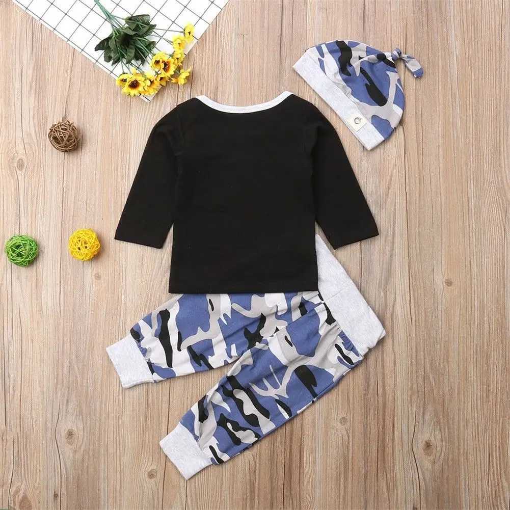 Pudcoco Autumn New Casual 3pcs Baby Boy Clothes Set Newborn Infant Boys Camouflage Top Long Pants Hat Outfits X241228