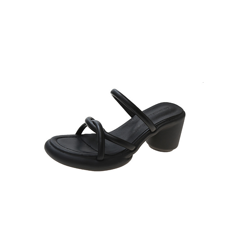 Heeled Ddmywed High Slippers For Women Wearing On The Outside Summer Version With Thick Heels Fashionable One Word Roman Chinese Brand Shoes F Ddmysat