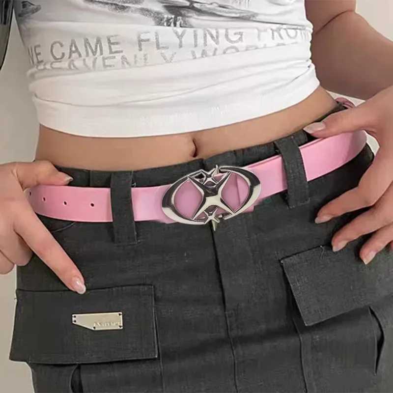 Punk Moon Star Buckle Design Cross Metal Retro Gothic Mens Y2k Belt Pu Leather Belt Jeans Pants Decorative Belt W241228