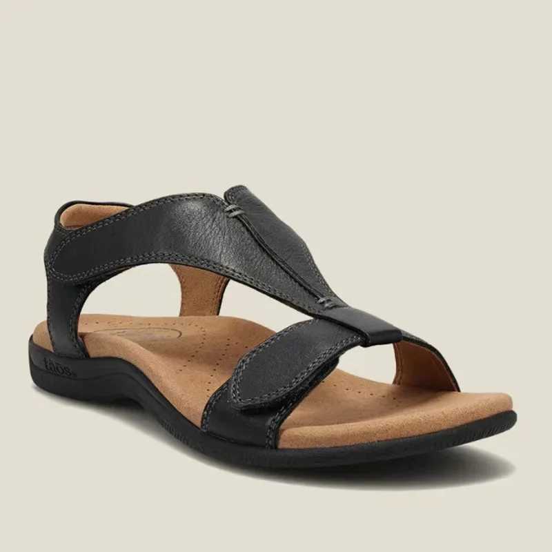 PU Leather Sandals for Women Summer Women Shoes Retro Lightweight Strap Ankle Walking Shoes Durable Soft Beach Slip on Sandalias M241227