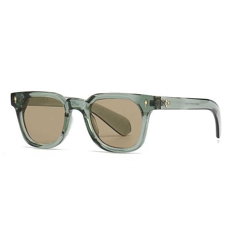 Luxury Square Men Sunglasses Fashion Gradient Driving Shades Eyewear Vintage Green Trendy Rivets Sun Glasses UV400XJ241228