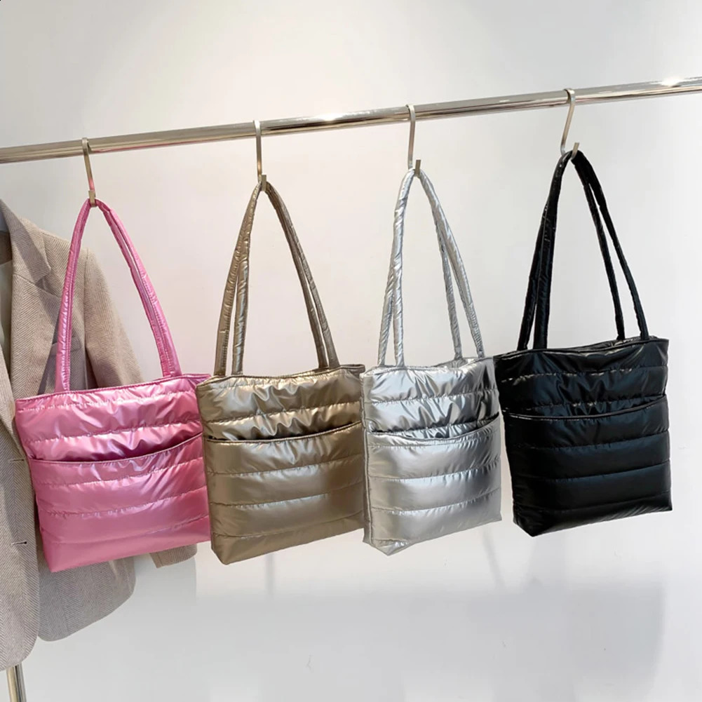 Women Quilted Shoulder Bag Large Capacity Top Handle Bag Versatile Lightweight Handbag Winter Dating Bag 241228