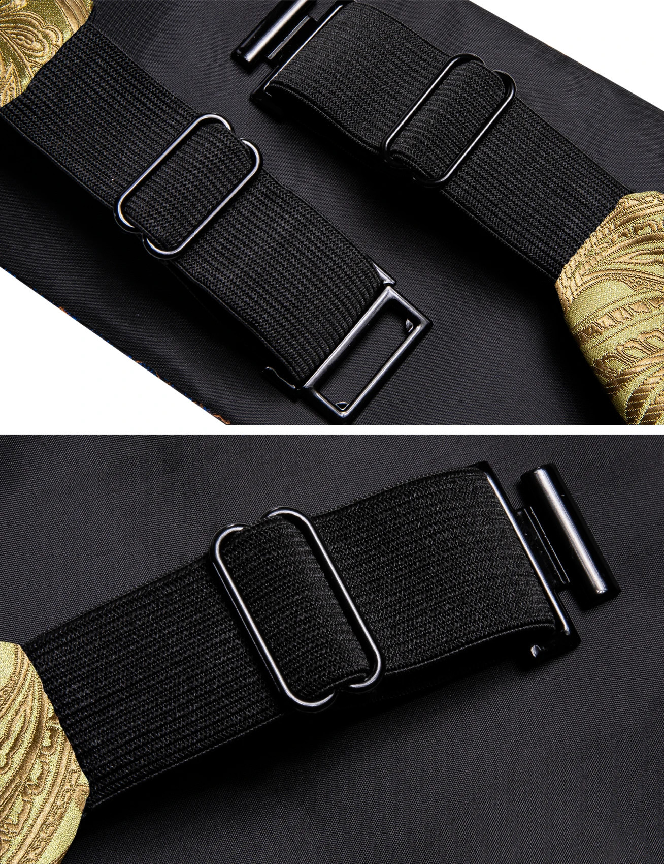 Gold Cummerbund Men For Wedding Gift High Quality Silk Paisley Bowtie Handkerchief Cufflinks Sets Formal Party Barry. Wang 241227