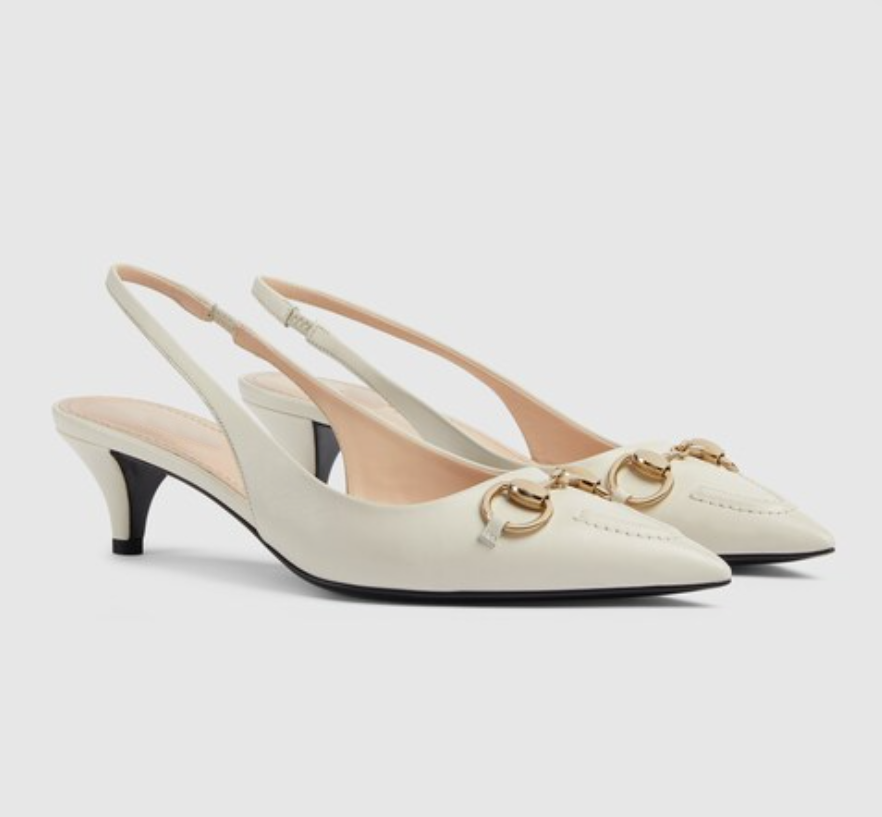 Pointed Toe Women pumps low heel mid heeled Erin Horsebit-Detailed Leather slingback pumps sling back calf leather sandals 35-42Box