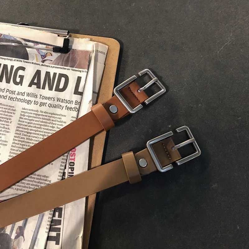 Fashion Teenagers Jeans Belt Chic Geometric Pin Buckle Black Girdle Strap Korean Vintage Waistband For Men Women PU Leather Belt W241228