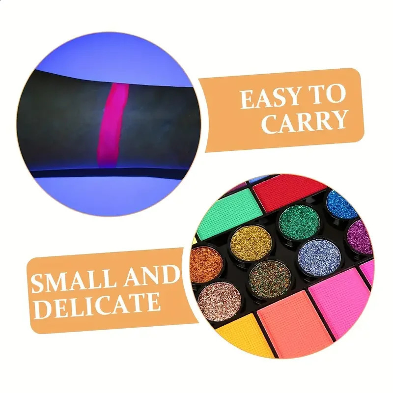 42 Colors Water Soluble Face Body Painting Set UV Neon Glitter Face Paint Art Halloween and Christmas Party Body Paint Makeup 241224