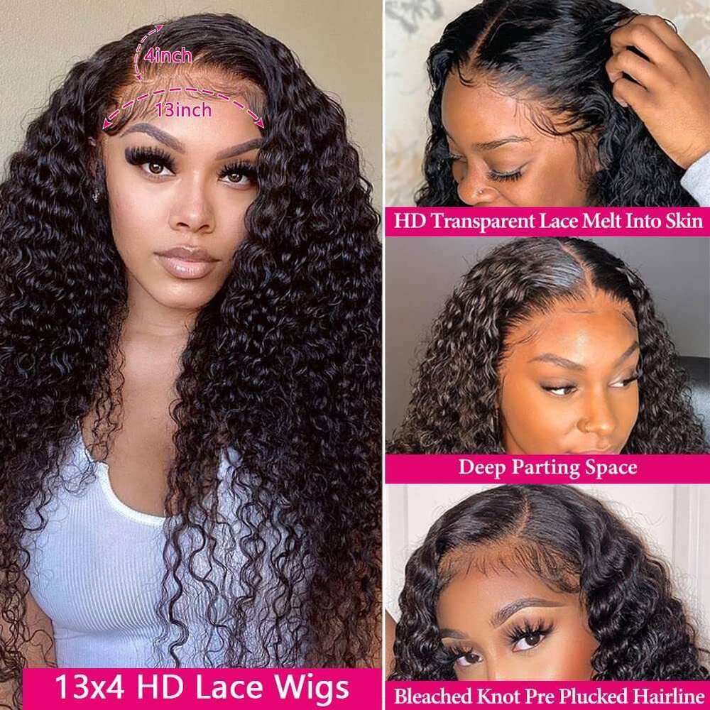13 * 4 Front Lace Hair Headband, Deep Wave DEEP Real Wig New Product Kq1 Kq1