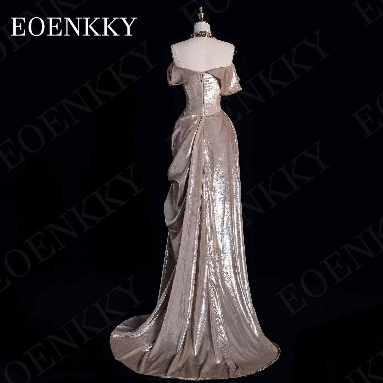 Saudi Arabia Off Shoulder Evening Dress Women Elegant Off The Shoulder Pleats Celebrity Party Dresses Sweep Train 241223