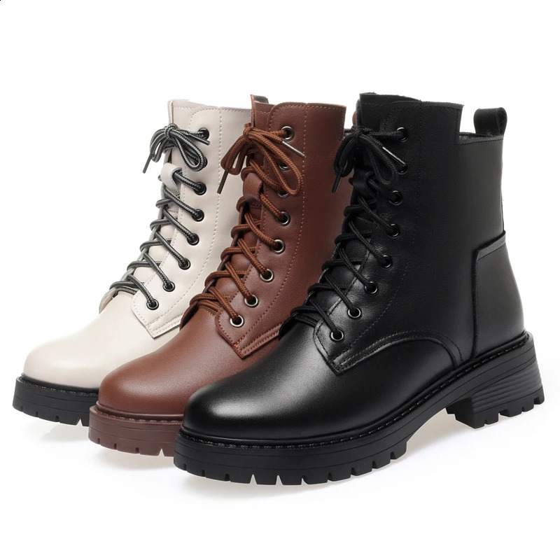 AIYUQI Boots female winter Large Size drop Nonslip Womens Snow Genuine Leather Warm Women Ankle 241223